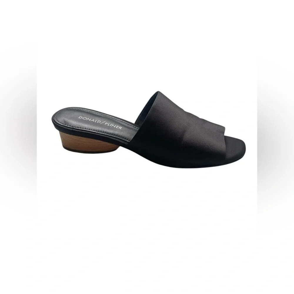 Satin Mules Black Slip On Slides with a 2.5" Heel by Donald Pilner 7.5 - Picture 5 of 8
